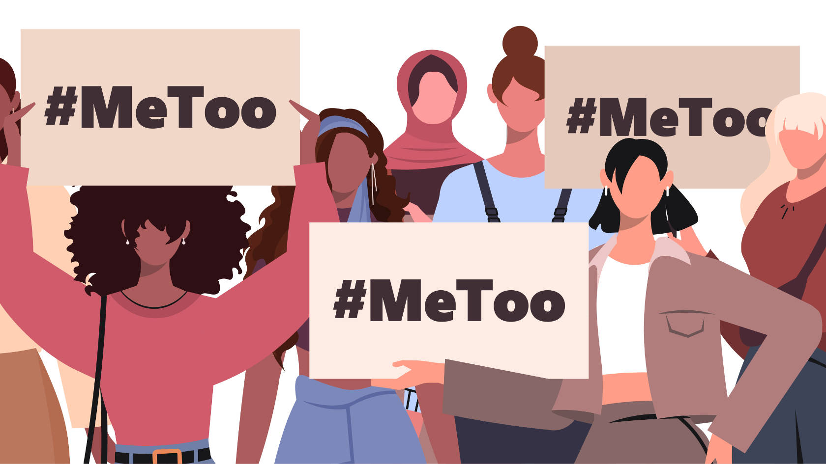 Illustration showing women holding up #MeToo signs