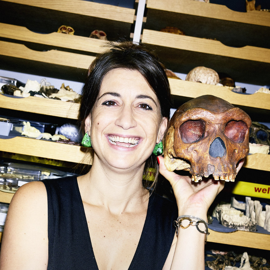 Woman holding a skull