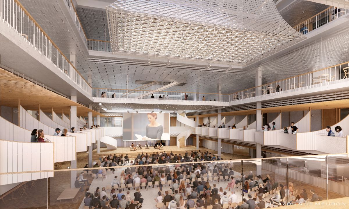 Das innere Forum bietet Raum für öffentliche Veranstaltungen mit bis zu 2000 Personen. (Visualisierung: Herzog & de Meuron)